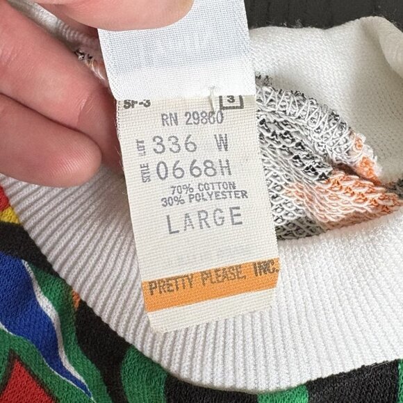 Vintage 80s Pretty Please Girls Kids Large L Pop Art Animal Crewneck Sweatshirt - Picture 10 of 10